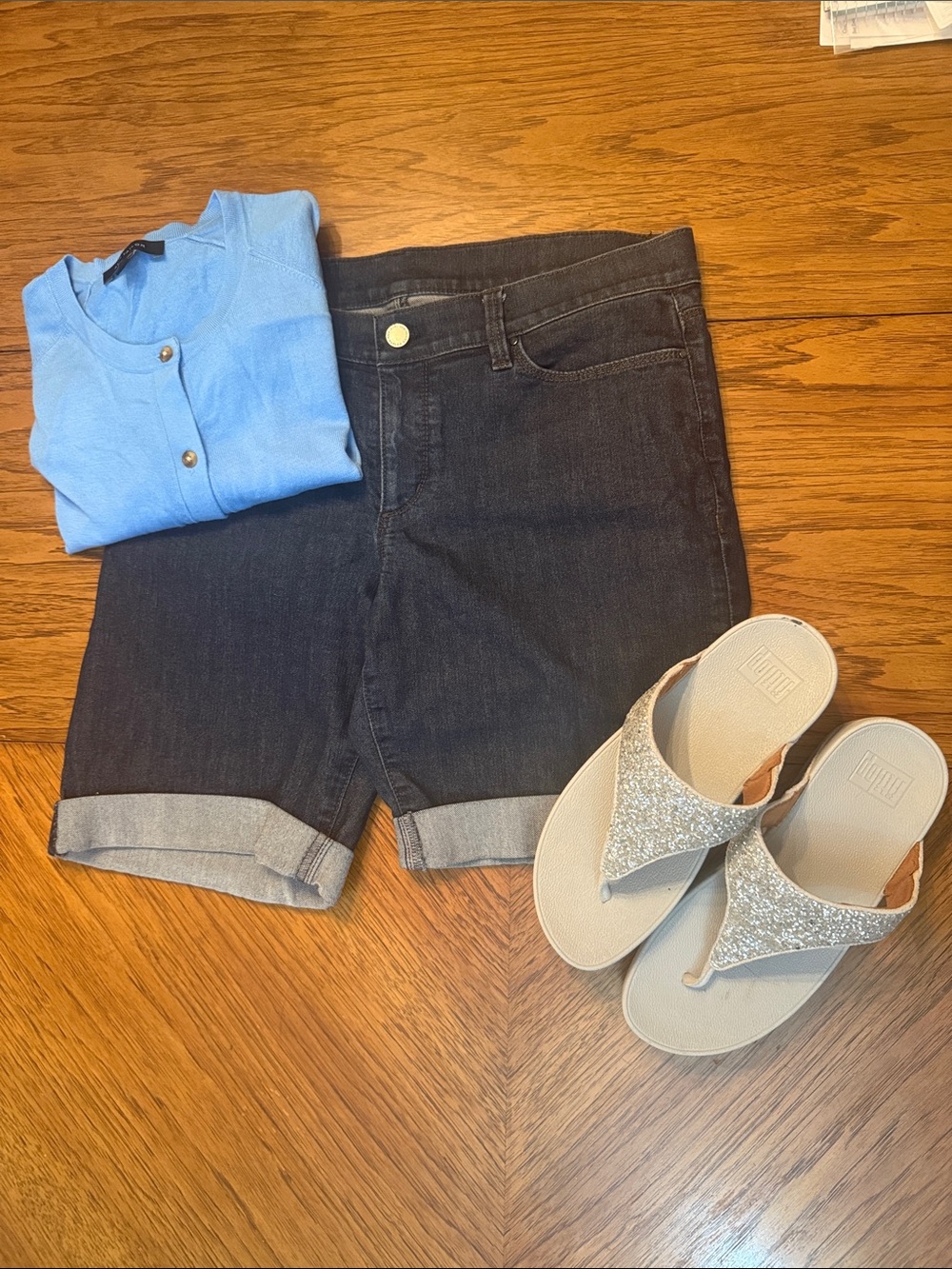 Ann Taylor Dark Wash Boyfriend Denim Roll-Cuff Shorts